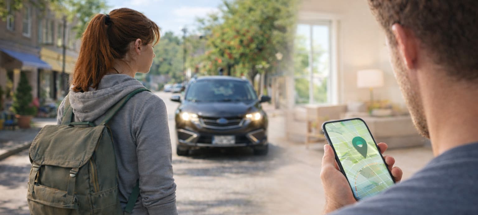 App screenshot showing a family map and safety alerts